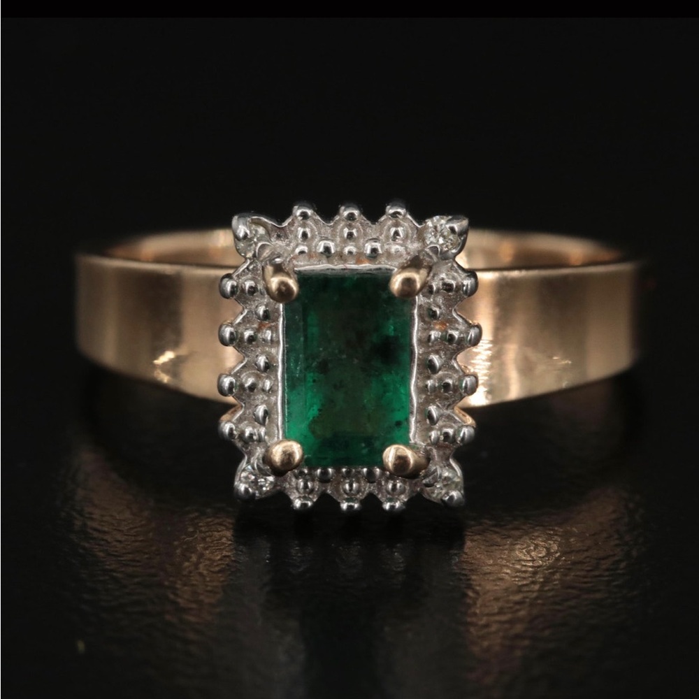 14K Emerald and Diamond Ring